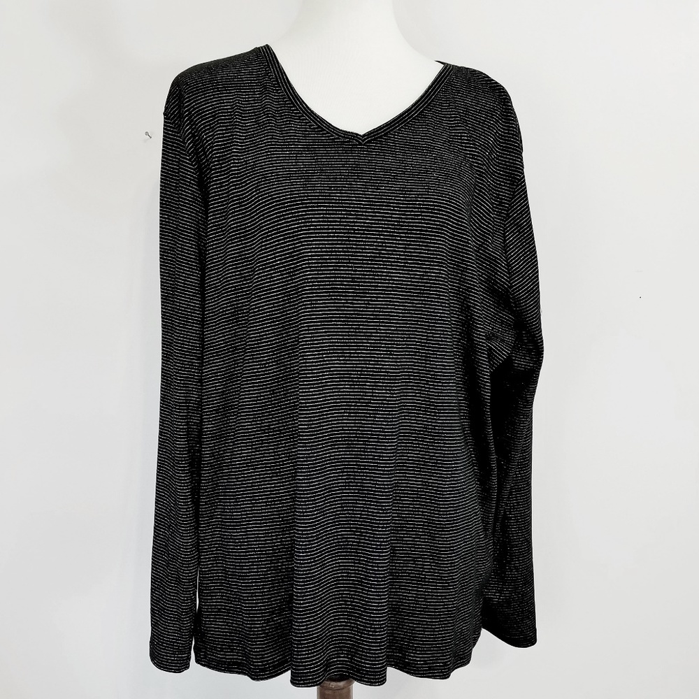 LAURA SCOTT Black & Silver Long Sleeved T-Shirt